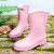 海斯迪克 日系雨鞋女款时尚外穿套鞋轻便防水胶鞋工作防滑成人中筒雨靴HKsq-362 粉红色 39码 