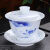 星谣湾羊脂玉高档手绘陶瓷360度出水过滤三才功夫家用盖碗茶具茶杯茶碗 360羊脂玉盖碗-手绘鱼戏莲间