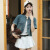 韩版经典弧摆设计感牛仔衫女夏季修身显瘦短款薄外套炸街今年流行 蓝色 S