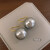 周·六·福法式珍珠耳钉女轻奢小众耳环2023新款独特感耳钩气质耳 16mm灰珍珠耳环