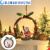 ABDT圣诞树装饰挂件木质橱窗门环圣诞节氛围灯串商场布置发光花环挂饰 花环麋鹿