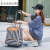袋鼠（KANGAROO）韩版短途拉杆包旅行包女大容量手提旅游行李袋可爱轻便拉杆行旅袋 灰色格子[4轮] PU皮 大