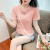 歌鹏Heis香港潮牌2022夏季新款设计感短袖显瘦蕾丝衫气质上衣名媛气质 粉红色 S