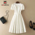 AEMAPE连衣裙女装2024夏季小白裙感法式简约圆领收腰显瘦气质设计感裙子 白色 S