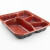 海斯迪克 一次性饭盒 外卖打包盒餐盒塑料盒快餐盒 红黑100套(850五格) HKCX-307