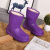 冬季加绒保暖棉雨鞋EVA防寒雨靴厂泡沫水鞋防滑耐油胶鞋中筒 902紫色（中筒加棉） 44-45