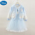 迪士尼（Disney）儿童秋冬装2023新款洋气网纱毛衣裙女童艾莎公主裙针织外套两件套 蓝色-加绒艾莎毛衣裙两件套 100cm