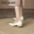 TATA  GLARE法式真皮百搭尖头珍珠跟单鞋女鞋配裙子高跟鞋 黑色 34