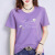 美丽娥风感波粒2024新款韩版圆领印花短袖t恤洋气宽松打底衫学生套头上 紫色 XL