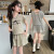 奥特曼女大童夏装套装2024新款韩版洋气时髦小女孩短袖短裤运动两件套潮 花灰色 120cm
