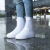 工孚 加厚款防雨鞋套硅胶款耐磨中筒防滑户外防水雨靴套 一双价 白色XL码 