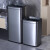 定制洗手间卫生纸不锈钢垃圾桶大号商用大容量立式方形无盖敞口直 50升-钨钢黑