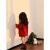雅芊猫@圣诞红色毛衣格子半裙套装2024新年款女童秋冬节日氛围感洋 套装(两件套) 90 (关注店铺优先发货)