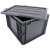冰禹 EU箱加厚塑料物流箱 欧标汽配周转箱收纳整理储物箱零件盒 600*400*340有盖灰色