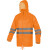 代尔塔407400 EN400LV 荧光雨衣套装PVC涂层涤纶面料反光衣 上衣+裤子 橙色 L 