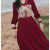 闲莎套装女冬装时尚 两气质型过年中国风新年战袍衣服拜年服喜庆 红色（金丝绒） S 建议70-90斤