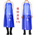 蓝色防水围裙厨房防油围腰加厚厂耐酸碱加大PVC劳保干活围裙 普通版120*80围裙+套袖