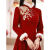 LZML秀禾服新娘2023敬酒服新款红色结婚长袖冬天加厚款披肩丝绒礼服裙 不带披肩 F30 XS
