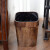 复古仿木纹垃圾桶创意客厅厨房卫生间纸篓塑料带压圈无盖大号 12升 方形 灰色 +配套颜色垃圾