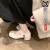 红青蜓法式复古小皮鞋女春季2024年新款玛丽珍一字带中跟粗跟单鞋 白色 35