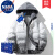 NASA LEAP棉服男外套秋冬季加厚假两件连帽男士棉衣羽晋江绒服棉袄男装衣服 黑色 XL（建议120-130斤）