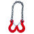 定制双头钩起重链条吊索具吊具吊钩挂钩羊角钩子G80锰钢链条吊装工具 3吨1.5米
