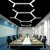 LED造型灯创意六边形Y形办公室吊灯健身房网咖异形人字形六角灯具 实心-六边形-直径60cm-黑框