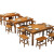 面馆桌椅饭店小吃店餐桌椅餐桌组合实木餐馆食堂桌子餐厅烧烤碳化 60*60*75一桌两方凳