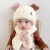 宝宝帽子冬季1到3岁护耳毛绒可爱宝宝套头帽婴幼儿围巾套装加厚 黄色-三只熊(帽子+围巾) 4-18个月头围40-46cm