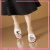 芳临（FANGLIN）轻奢品牌方头高跟真皮凉拖鞋女2024年夏季新款外穿纯色粗跟高跟鞋 白色 38
