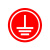 阿力牛 ABS121 机械设备安全标识牌 设备标签提示牌 防水防油标识牌  接地-红底白字 直径20mm(10个装)