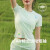 短袖夏季女半棉感运动休闲健身上衣跑步T恤女 套装运动绿色短袖绿色三分裤 M