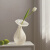 曲回闻白色花朵透明玻璃花瓶法式浪漫风格郁金香插花水养花器小众复古 白色花朵玻璃花瓶可装水