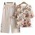 中年妈妈夏装套装洋气时尚老年人女装短袖上衣母节2024夏款新款 米白色2118 3XL（建议115-130斤）