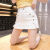 君芳雅（junfangya）牛仔短裤女夏韩版高腰个性开叉半身阔腿包臀短裤 白色 2026 S 8095