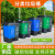 公共厨房双桶分类垃圾桶塑料双色脚踏垃圾桶双胞胎脚踩带盖垃圾桶 灰蓝 40L(加厚双胞胎垃圾桶）