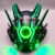 赛博朋克面具铁血战士头盔cosplay机械战术面罩发光全脸防毒面具 绿色灯条双机翼+侧灯+头套