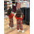 创京懿选女童过年衣服洋气套装红色韩版小香风毛衫两件套2023新款新年拜年 红色针织上衣 110