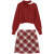 就叙过年衣服套装女初中生冬天穿的女装搭配一套茶里茶气小香风红色新 单红色毛 衣成套搭配女装2023/微 s80-90斤