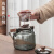 康范（KANGFAN）玻璃煮茶壶2023新款透明耐高温蒸泡茶专用围炉煮茶器电陶炉烧水壶 1000ML烟灰月曦提梁壶(蒸 1000ml 1L以上