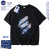 NASAT-LEET NASA联名夏季2024新款T恤男女设计感涂鸦印休闲百搭ins潮流上衣 黑色 短裤 S