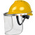 安全帽带面罩全脸防护透明PVC铝包边烧焊防飞溅防冲击打磨面屏Z 黄色安全帽+支架+3张面屏