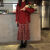 TXGX冬天衣服女套装小个子甜美温柔系穿搭法式减龄新年红色碎花连衣裙 两件套（春款） S