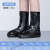 定制适用雨鞋男女款雨天防水雨靴套鞋防滑加厚耐磨儿童硅胶雨鞋套夏季水鞋 黑色-高筒 XS(32-33)