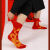 优旭龙年袜子男冬季长筒三双棉秋冬中国风新年红色女中筒袜批发 龙年大吉黑龙设计款红包