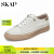 SKAP/圣伽步2022春季牛皮革免系带平底板鞋舒适男休闲鞋A3B02AM2米白42