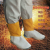 博雷奇牛皮电焊护脚护腿耐高温防烫套袖防护脚套焊接隔热脚盖 棕色长22厘米系带护脚