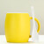 创意个性陶瓷马克杯带盖勺潮流早餐牛奶杯咖啡杯女水杯子定制 圆桶杯-柠檬黄-带瓷勺