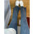 朵丝婷腿粗适合跨大梨形身材的牛仔裤美式复古高腰微喇女春秋大码修身显 蓝色高质量 s建议8098斤