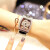 千奇梦网红时尚女士手表镶钻时来运转皮带防水微夜光腕表创意礼物 白色带银壳